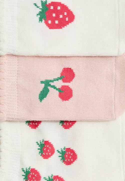 H&M - 4 Pack shaftless socks - light pink/strawberries