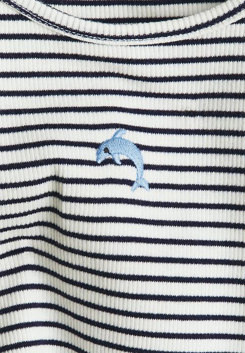 H&M - Ribbed top - white/navy blue striped