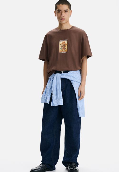 H&M - Loose fit T-shirt - brown/van gogh
