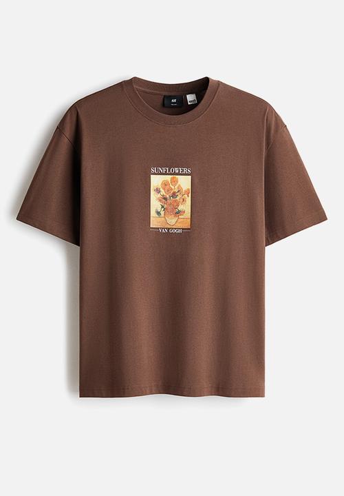 H&M - Loose fit T-shirt - brown/van gogh