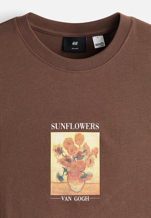 H&M - Loose fit T-shirt - brown/van gogh