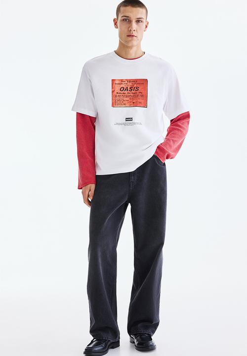 H&M - Loose fit T-shirt - white/oasis