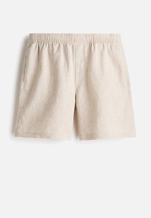 H&M - Relaxed fit linen shorts - light beige