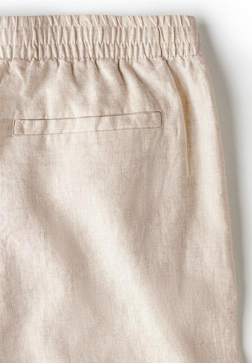 H&M - Relaxed fit linen shorts - light beige