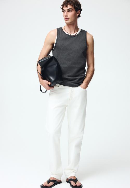 H&M - Slim fit ribbed vest top - dark grey