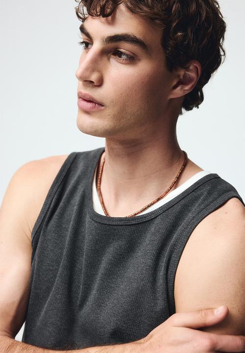 H&M - Slim fit ribbed vest top - dark grey