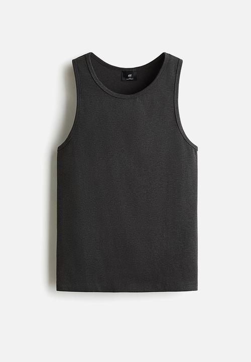 H&M - Slim fit ribbed vest top - dark grey