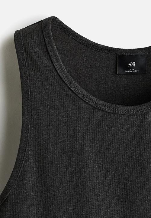 H&M - Slim fit ribbed vest top - dark grey