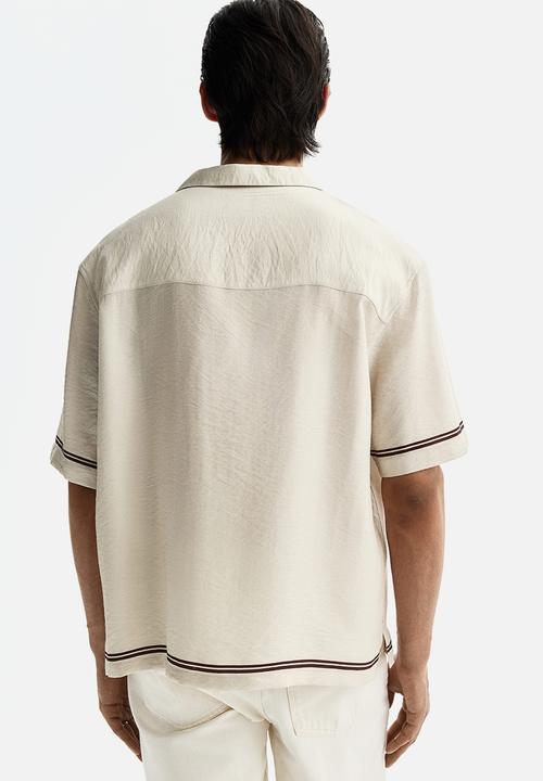H&M - Relaxed fit printed resort shirt - light beige/patterned