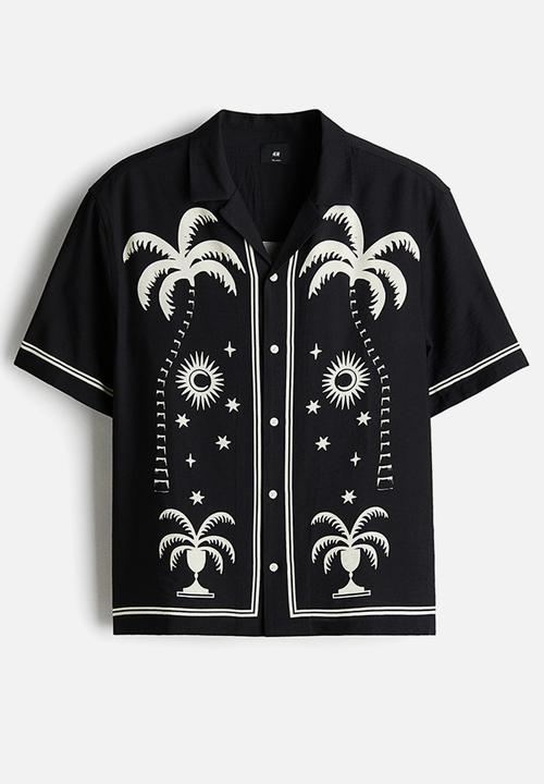 H&M - Relaxed fit printed resort shirt - black/patterned
