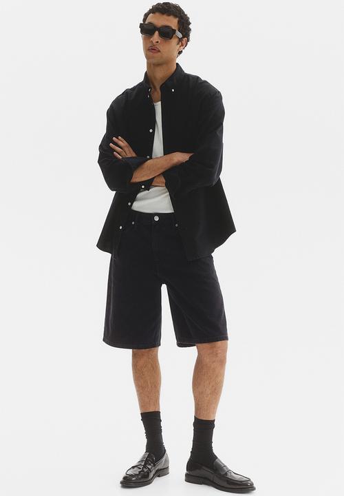 H&M - Relaxed fit denim shorts - denim black