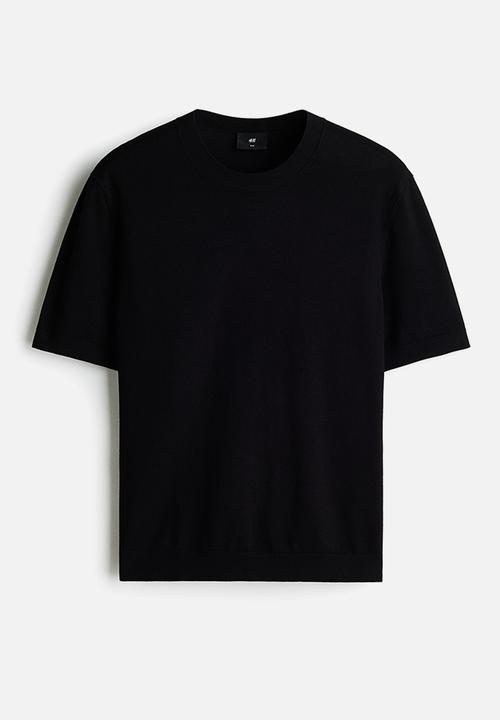 H&M - Slim fit knitted t-shirt - black