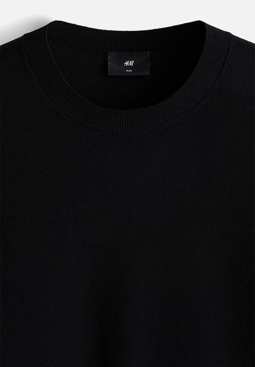 H&M - Slim fit knitted t-shirt - black