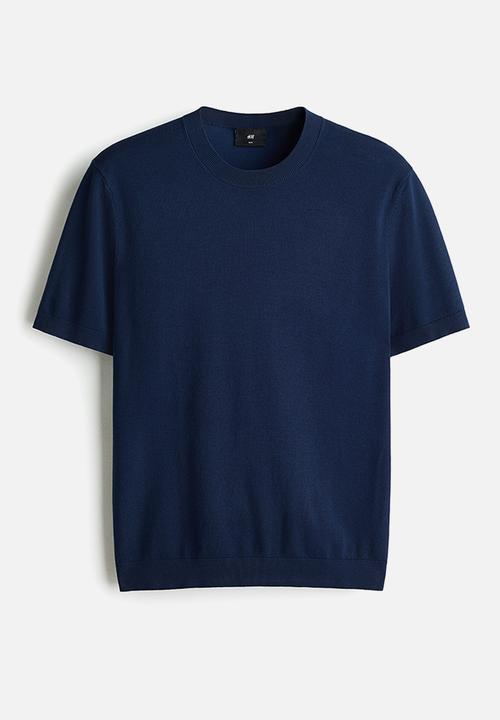 H&M - Slim fit knitted t-shirt - dark blue