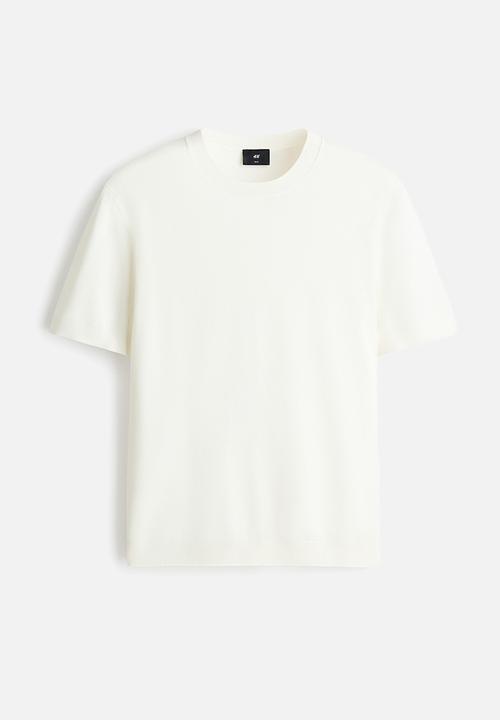 H&M - Slim fit knitted T-shirt - white