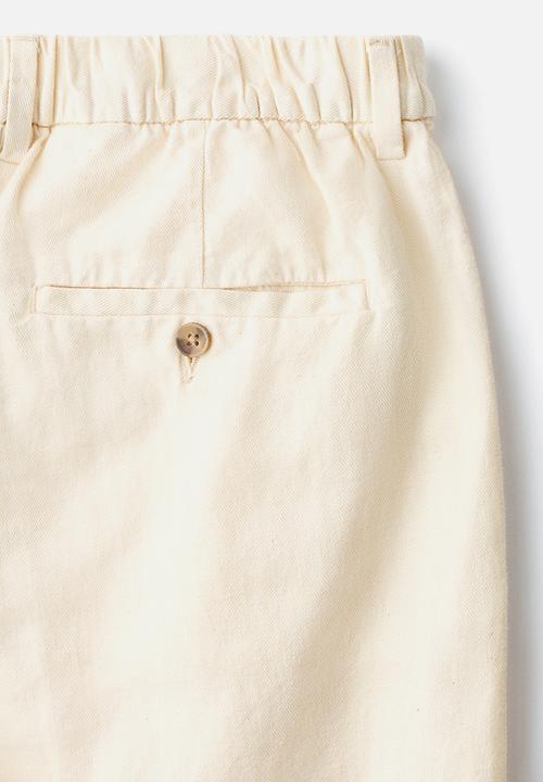 H&M - Loose fit wide linen-blend trousers - cream