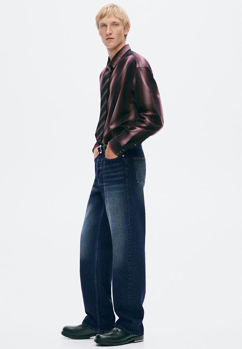H&M - H&M Atelier:  Regular fit pima cotton shirt - burgundy/striped