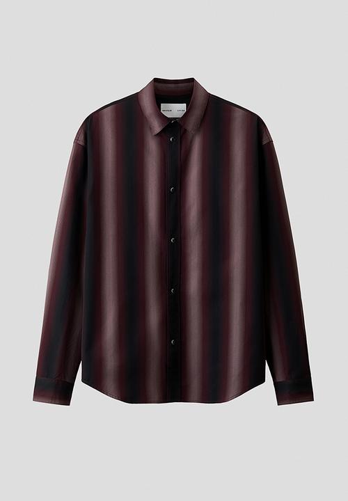 H&M - H&M Atelier:  Regular fit pima cotton shirt - burgundy/striped