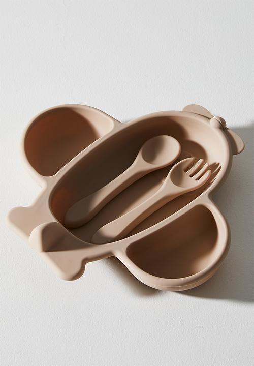 Pop Candy - Airplane silicone meal set - light brown