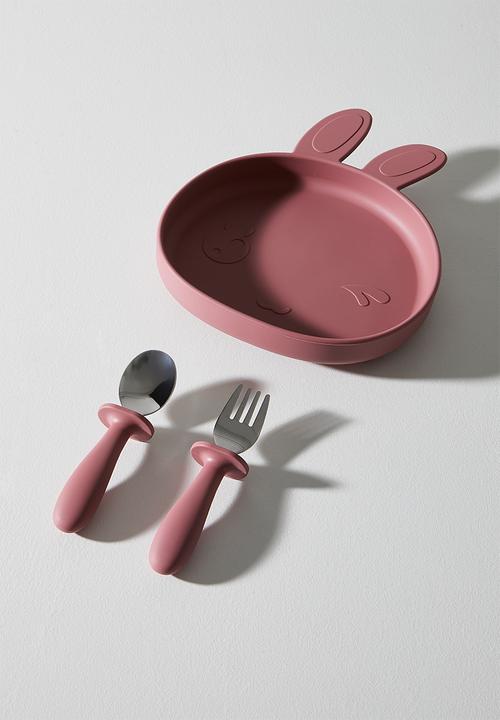 Pop Candy - Bunny silicone meal set - dark pink