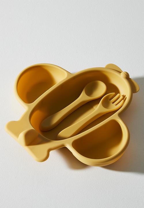 Pop Candy - Airplane silicone meal set - mustard