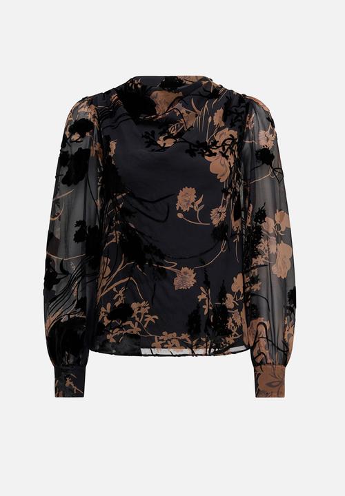 Forever New - Amaya drape blouse - black/brown