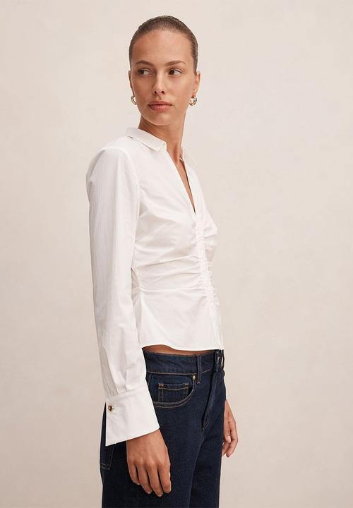 Forever New - Ainsley gathered shirt - porcelain