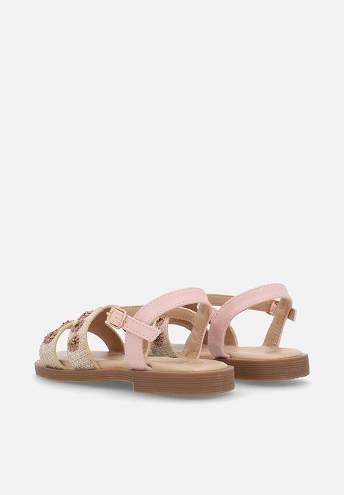 Little Miss Black - Mona 1 Raffia H-cut Sandal - Pink