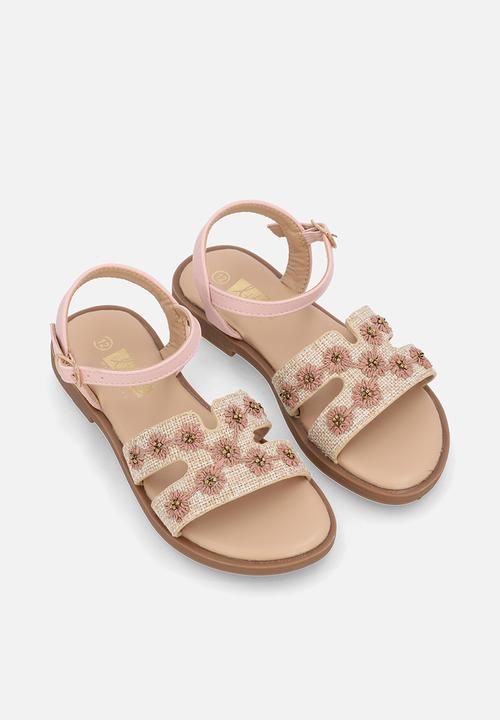 Little Miss Black - Mona 1 Raffia H-cut Sandal - Pink