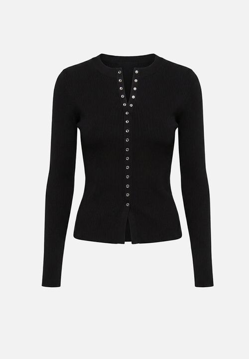 Forever New - Francis button detail top in black