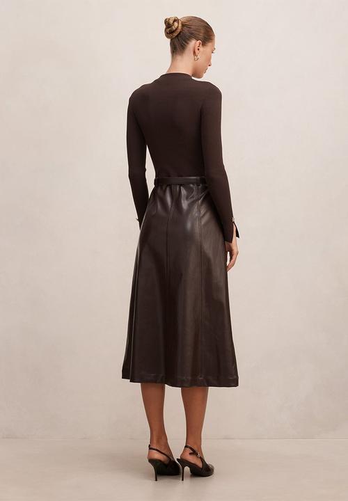 Forever New - Monique pu a-line dress in chocolate