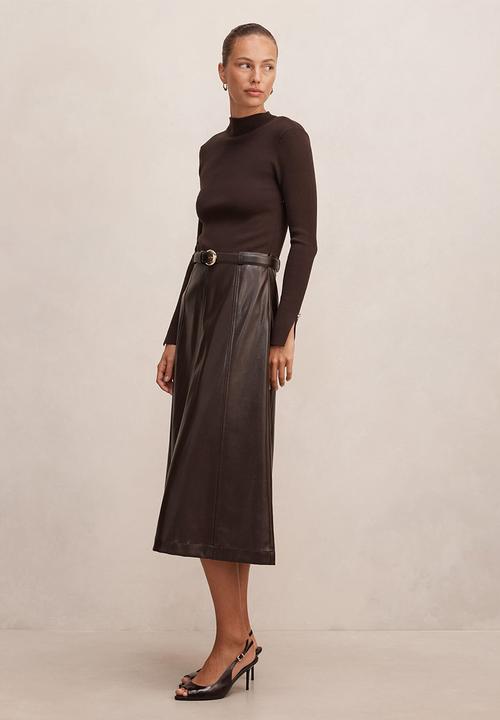 Forever New - Monique pu a-line dress in chocolate