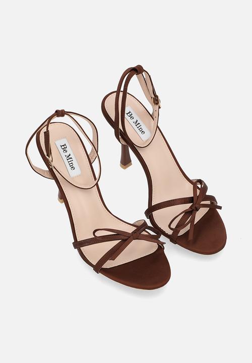Be Mine - Sharly ankle strap heel - mocha satin