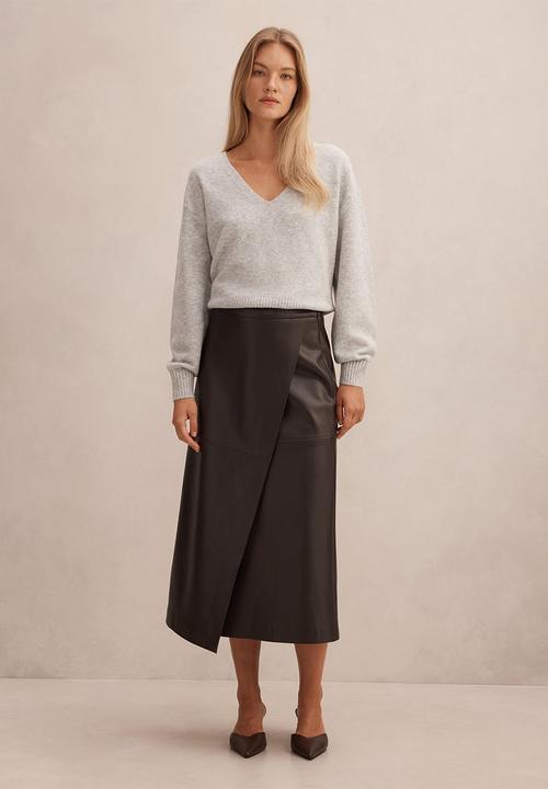 Forever New - Amelia Pu wrap skirt in chocolate