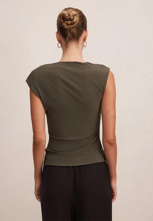 Forever New - Logan asym shoulder top - forest night
