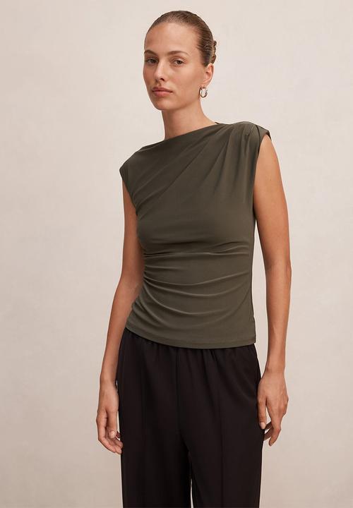 Forever New - Logan asym shoulder top - forest night