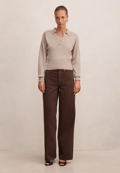 Forever New - Gia high-rise wide leg jeans in chocolate