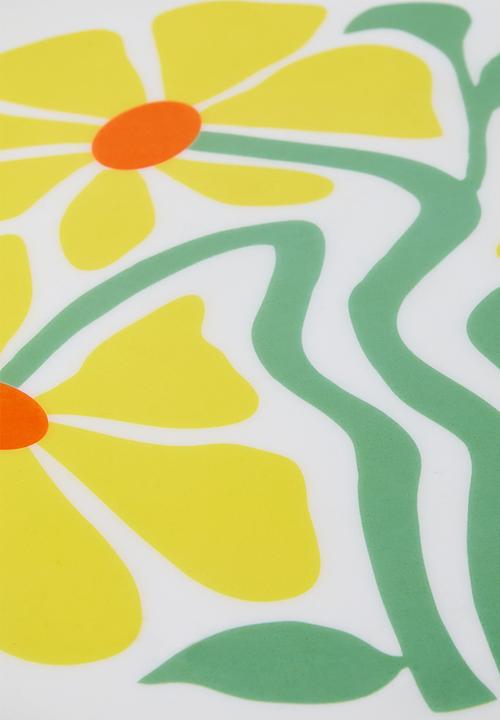 Excellent Houseware - Yellow Enamel Daisy Flower Mango Wood Plate - 30cm