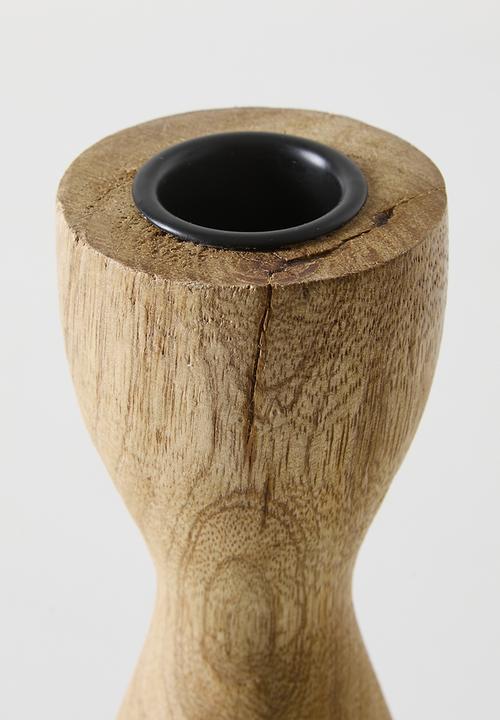H&S - Slim Wooden Candle Holder Set 2