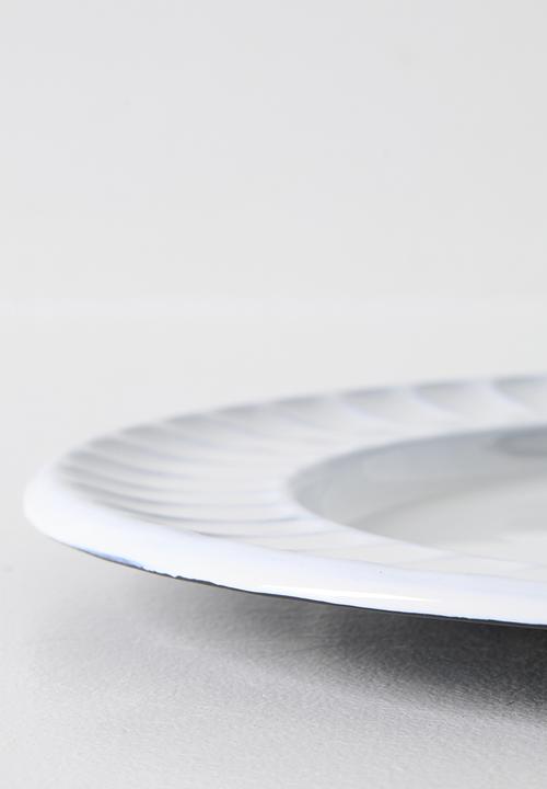 Excellent Houseware - White & Black Enamel Plate - 32cm