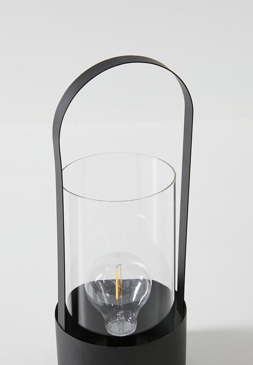 H&S - Metal Frame & Glass Cilinder Lantern - 31cm