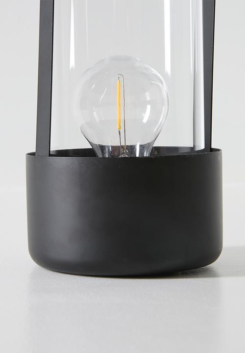 H&S - Metal Frame & Glass Cilinder Lantern - 31cm