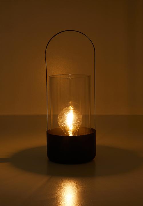 H&S - Metal Frame & Glass Cilinder Lantern - 31cm