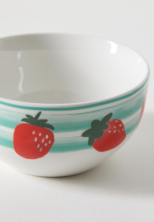 Excellent Houseware - Stawberry  & Stripe Bowl 4pcs Set - 14cm