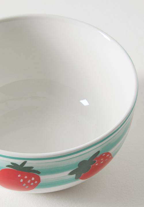 Excellent Houseware - Stawberry  & Stripe Bowl 4pcs Set - 14cm
