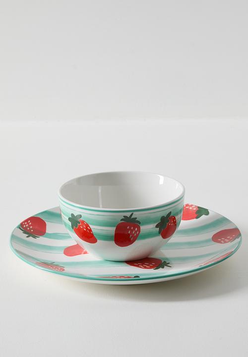 Excellent Houseware - Stawberry  & Stripe Bowl 4pcs Set - 14cm
