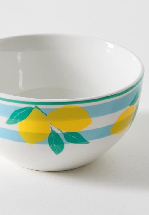 Excellent Houseware - Lemon & Stripe Bowl 4pcs Set - 14cm