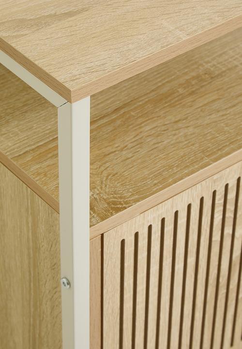 H&S - Single fluted door side table - white/natural