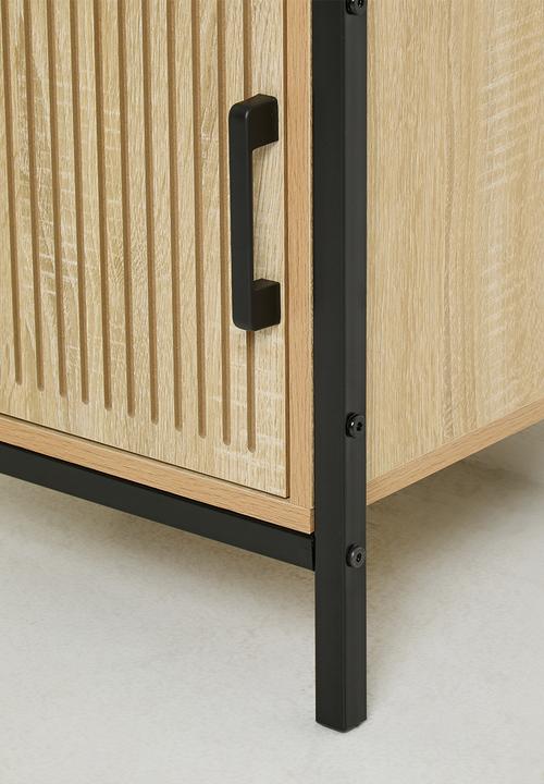 H&S - Single fluted door side table - black/natural