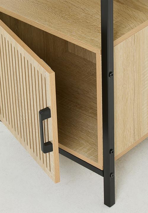 H&S - Single fluted door side table - black/natural